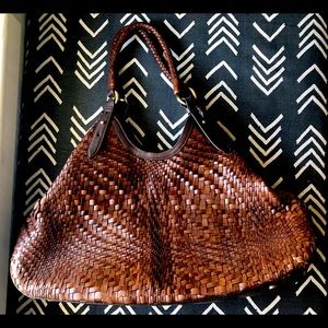 Stunning brown woven leather Cole Haan purse